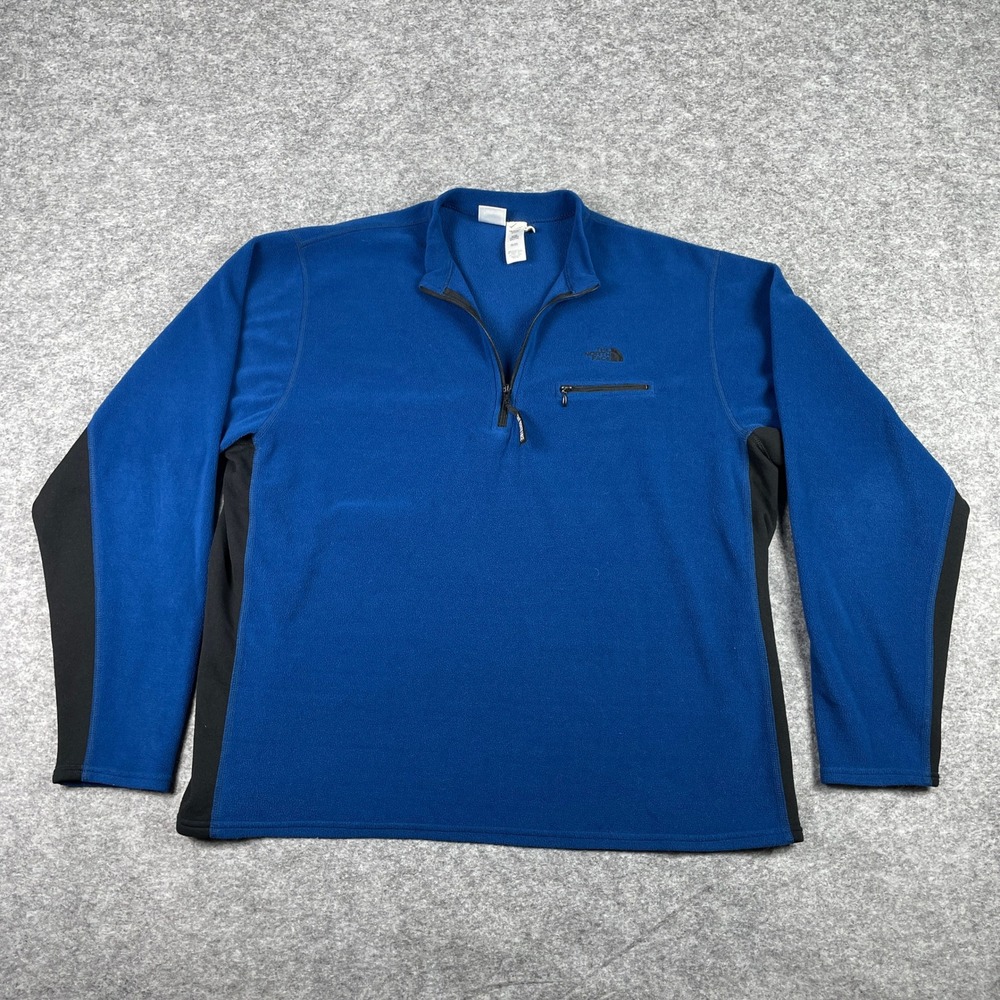 The North Face Fleece Pullover Mens XXL Blue Black 1/4 Zip TKA 100 Hiking Active